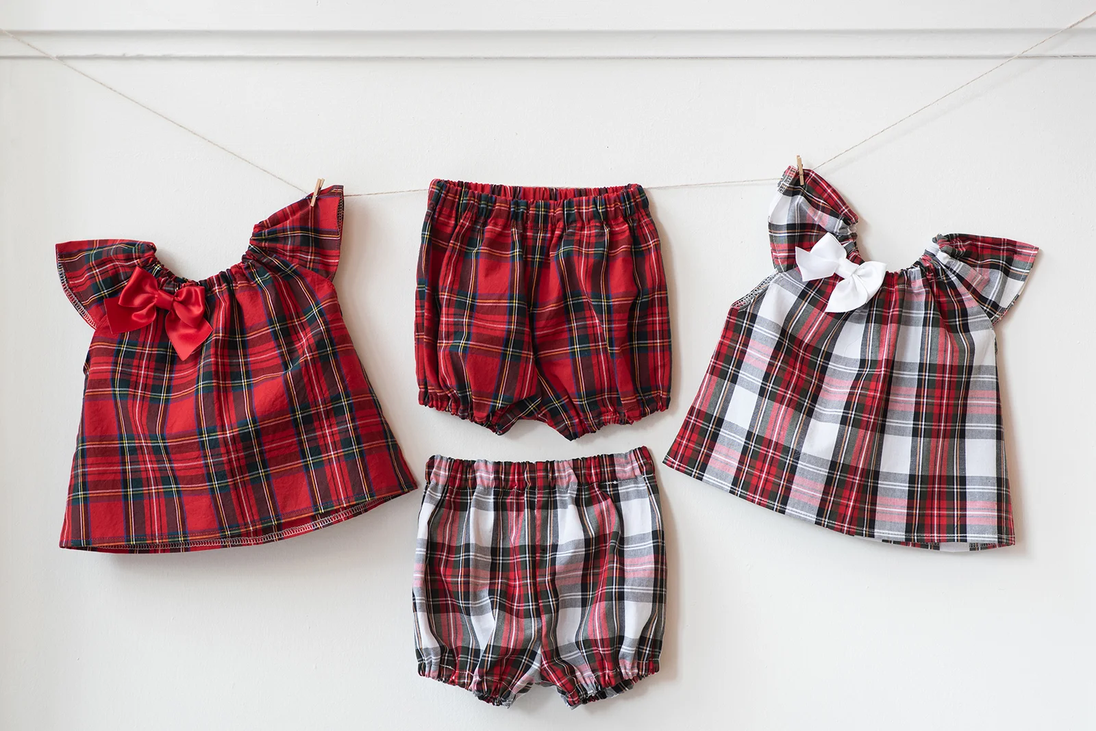 hand made tartan baby rompers