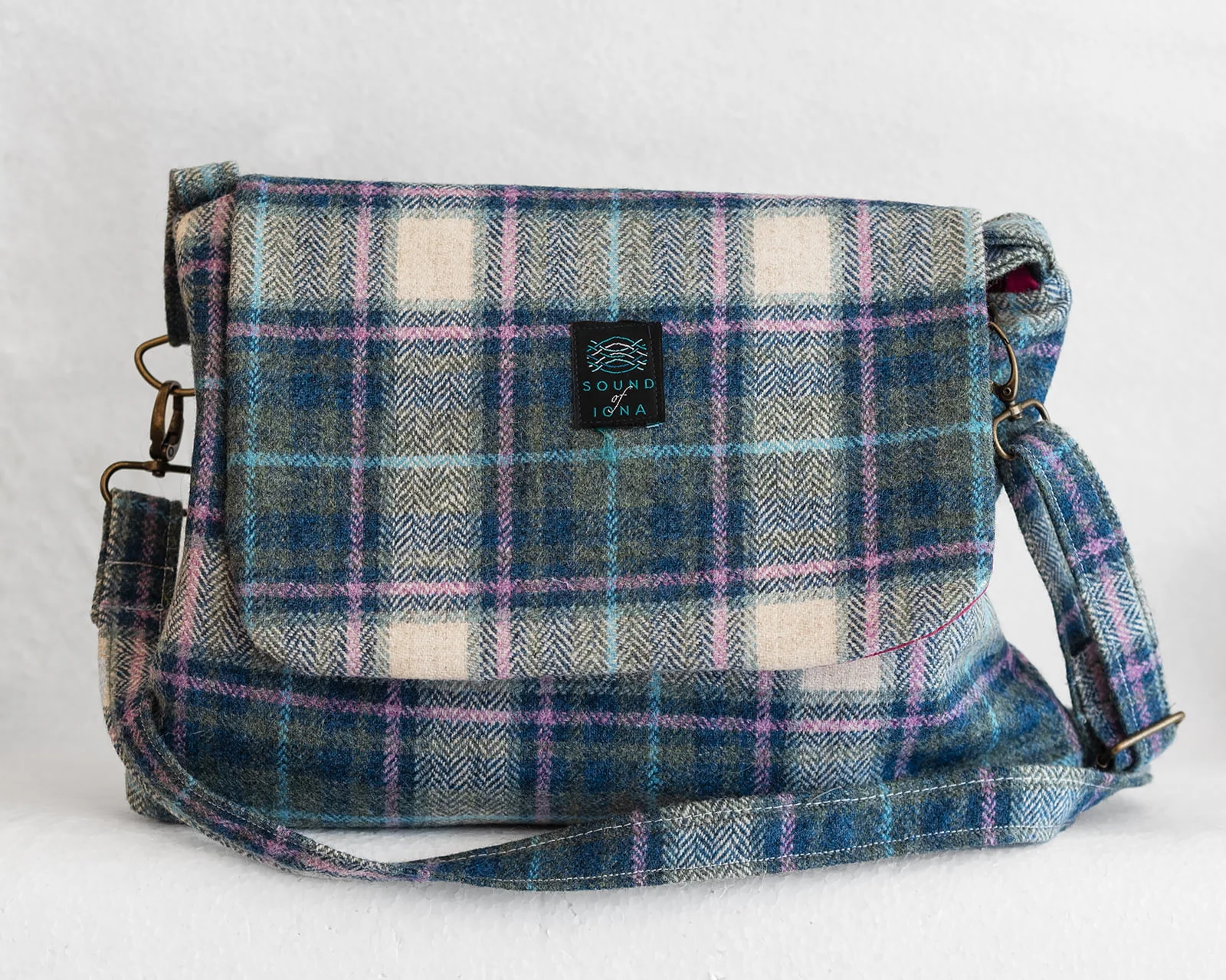 sound of Iona tween tartan bag blue purple