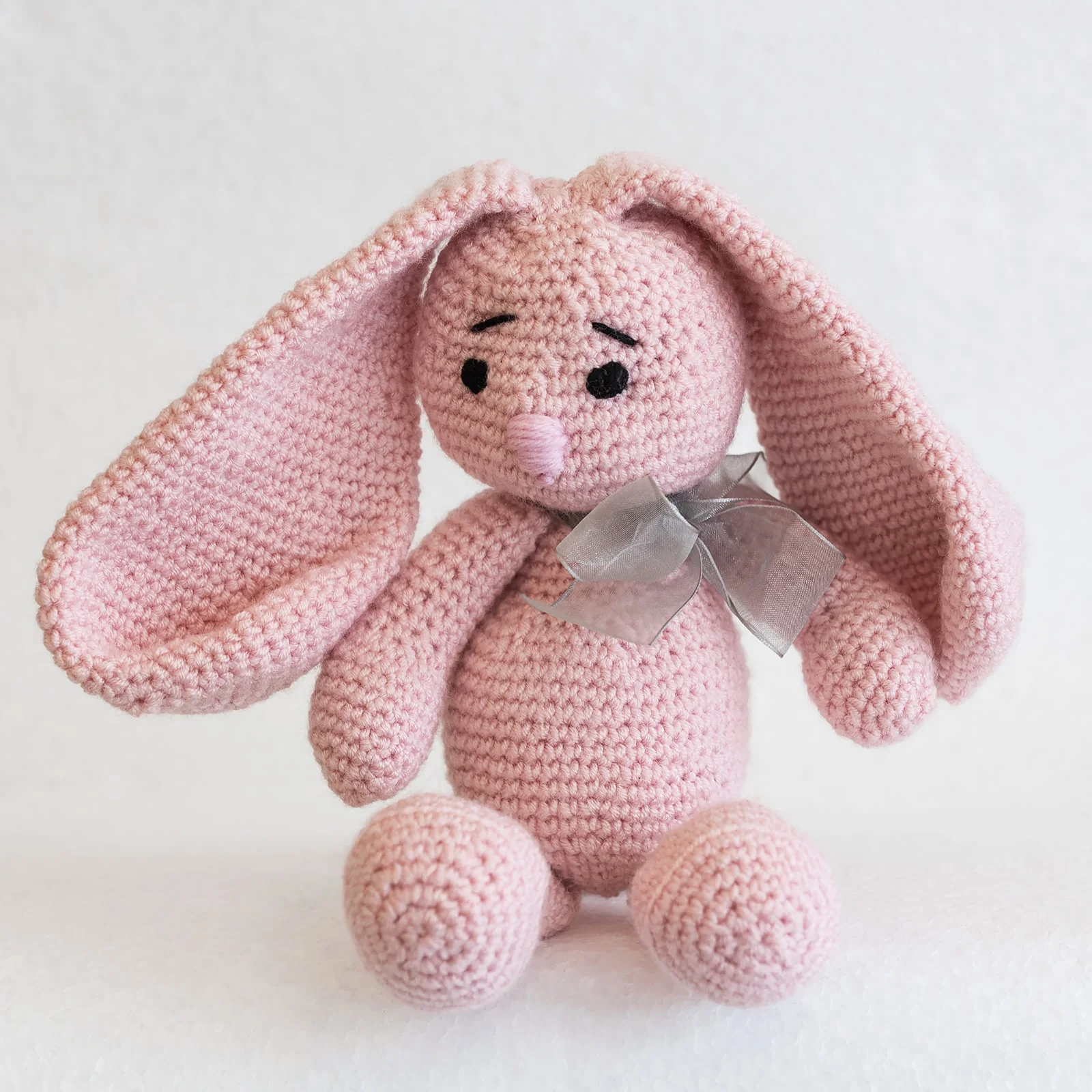 rabbit crochet pink pram toy