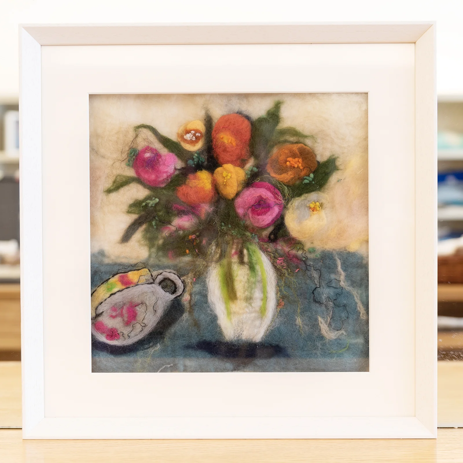 felt flower vase picture still life