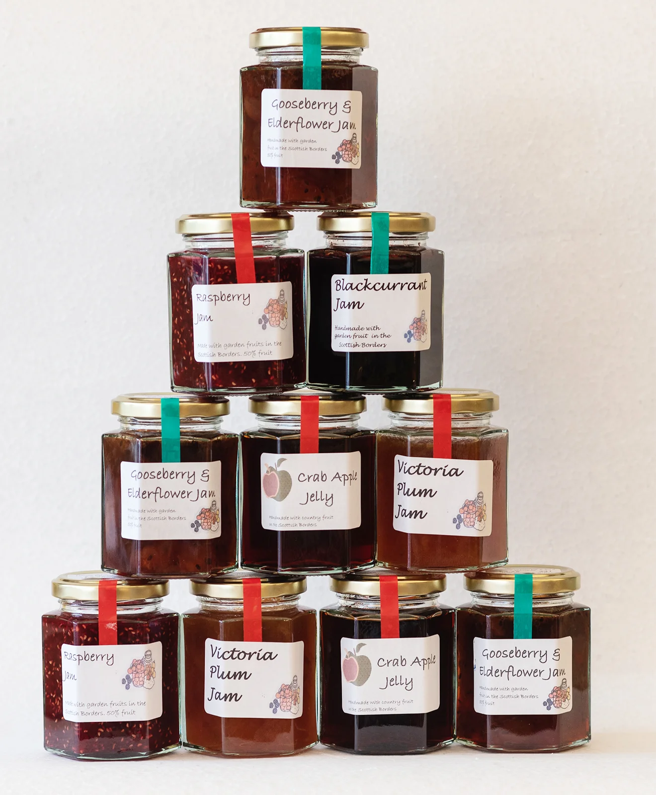 hand made raspberry jam blackcurrant jam