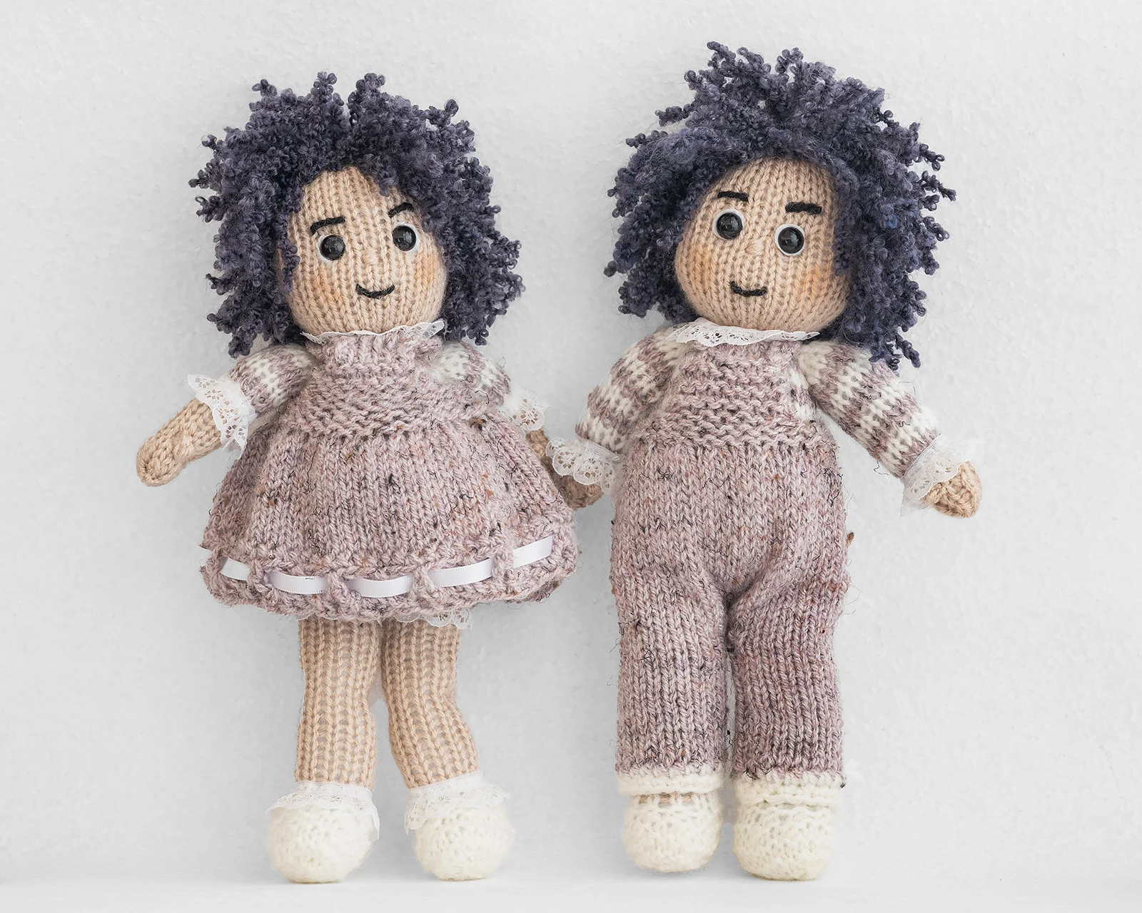 hand knitted dolls twin boy girls