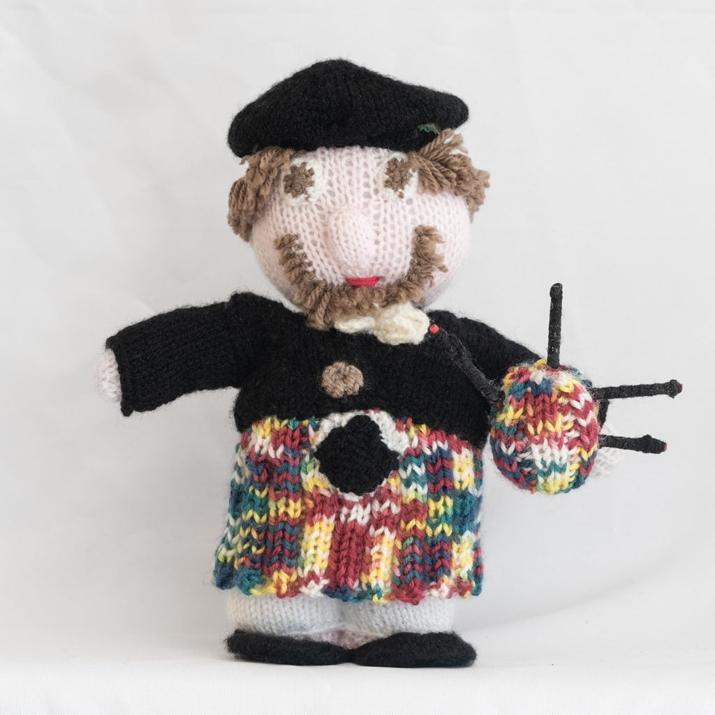 hand knitted piper toy