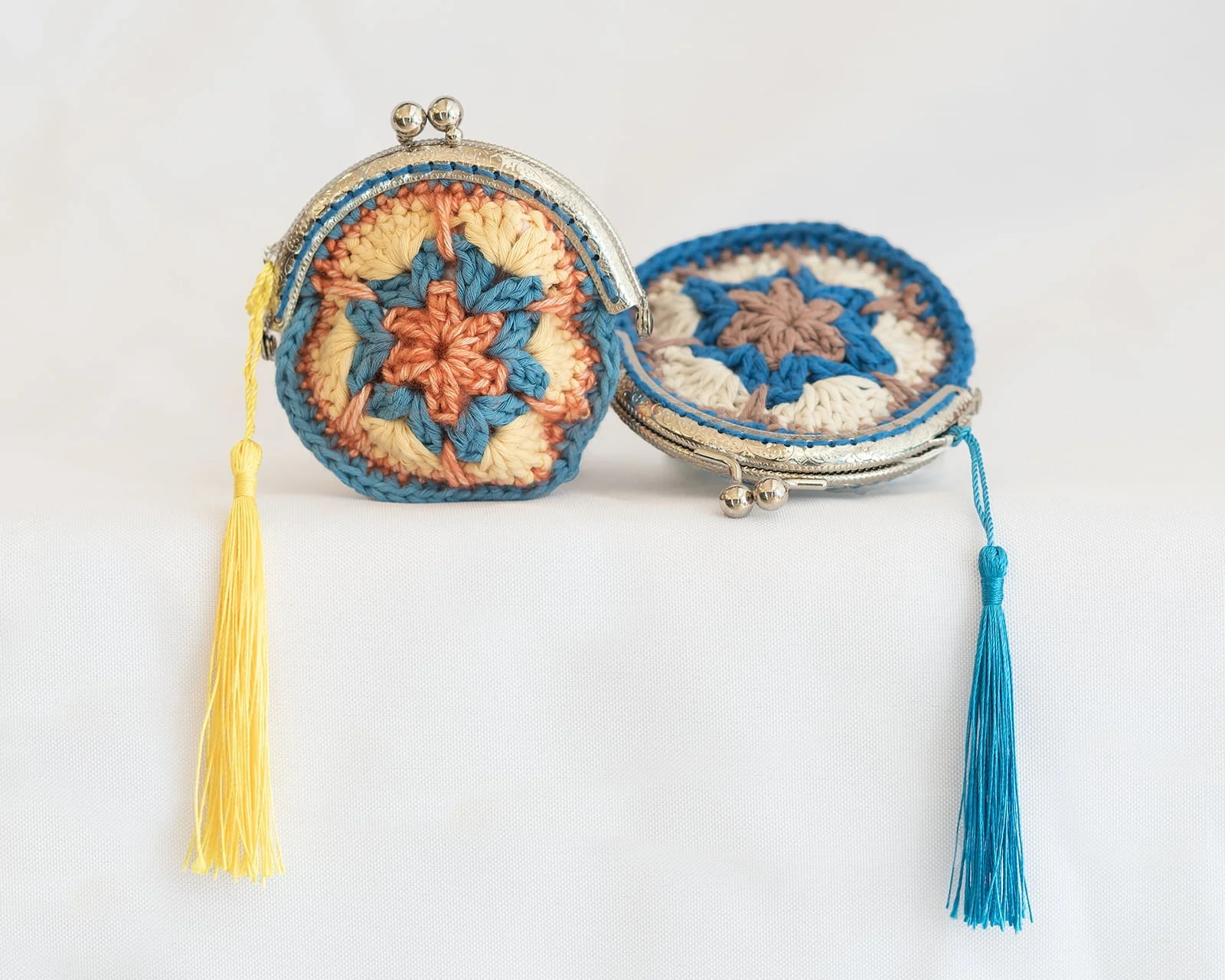 hand made crochet purse with tassel