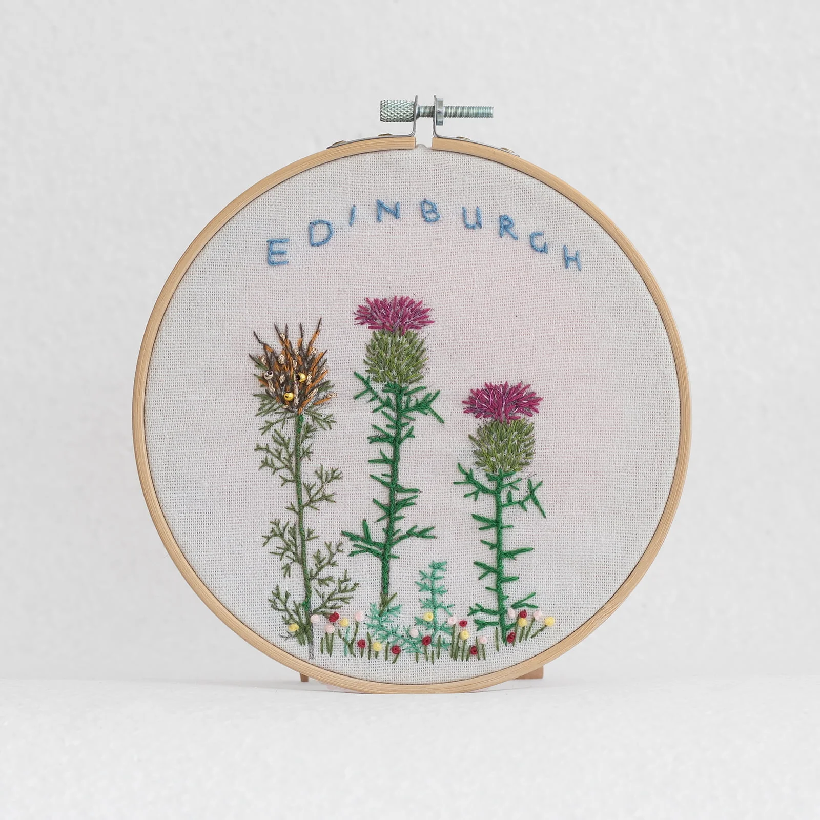 hand made edinburgh stitched thistle picture