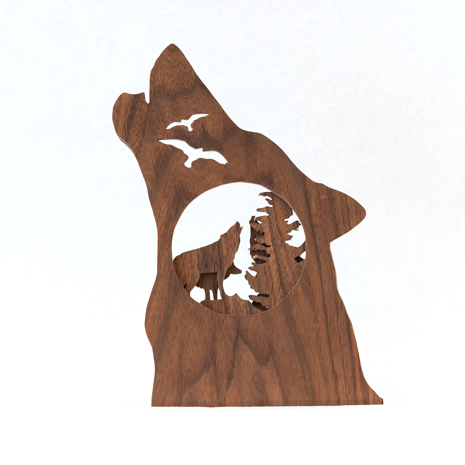 wooden cutout howling wolf