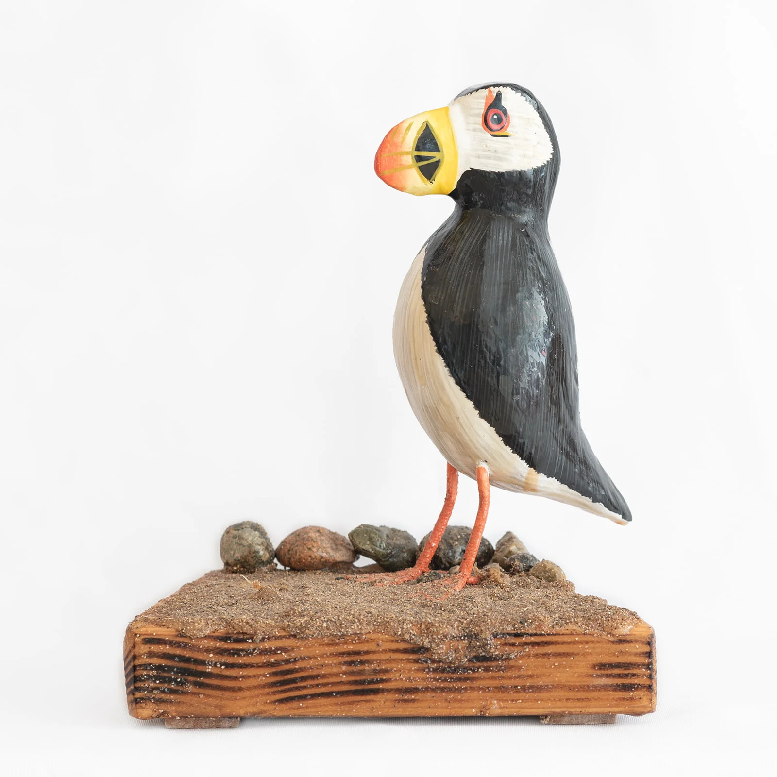 hand painted wooden puffin