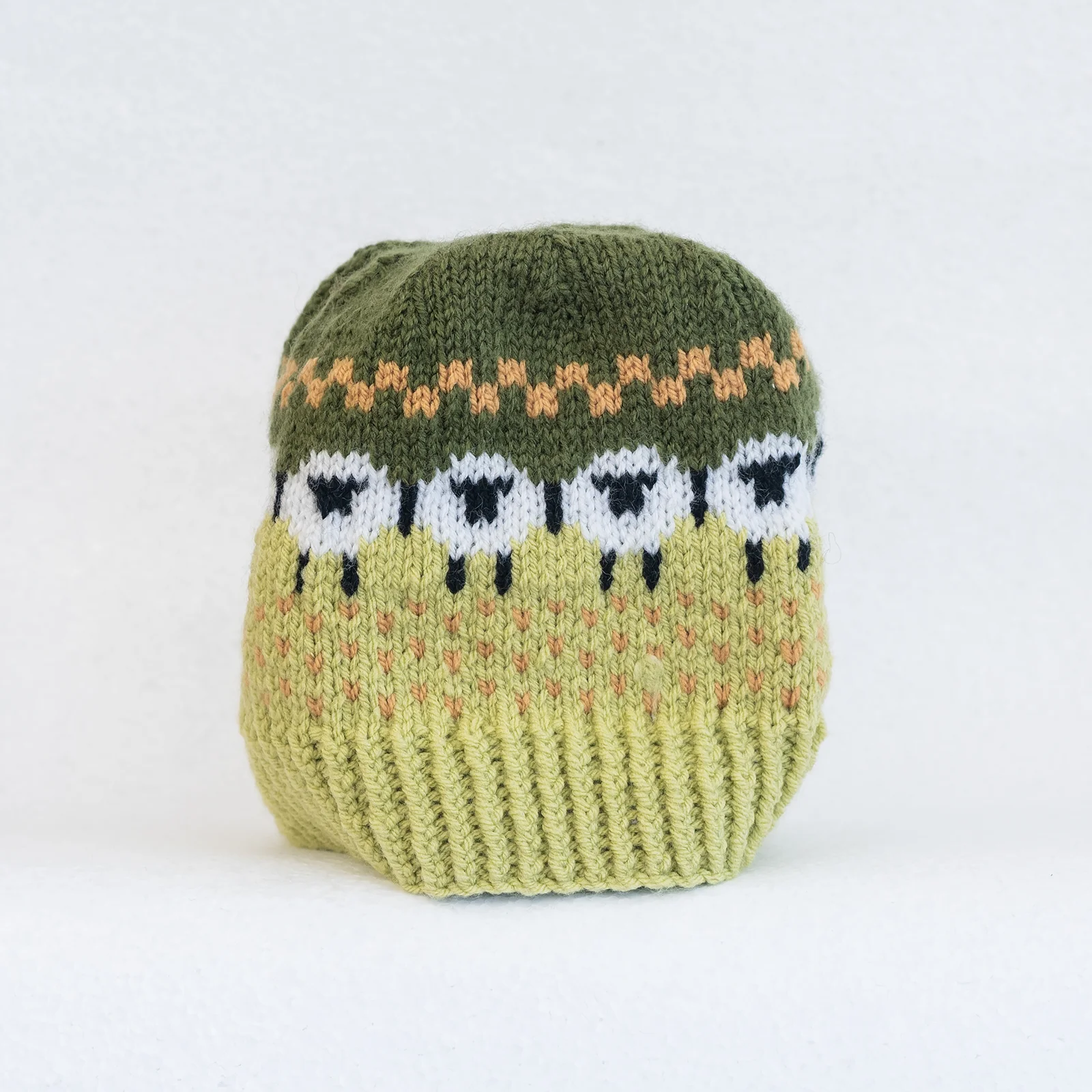 hand knitted sheep green hat