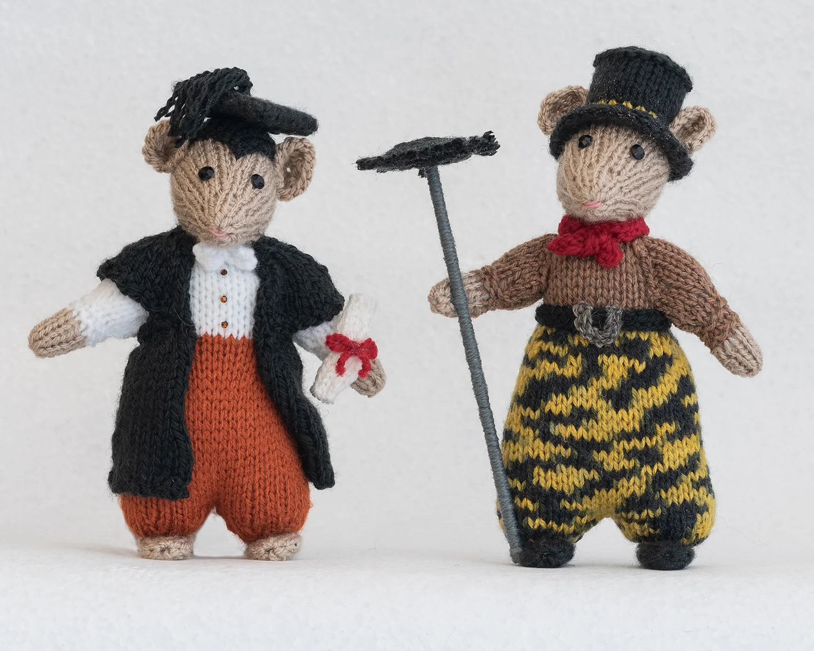 hand knitted chimney sweep graduate mouse