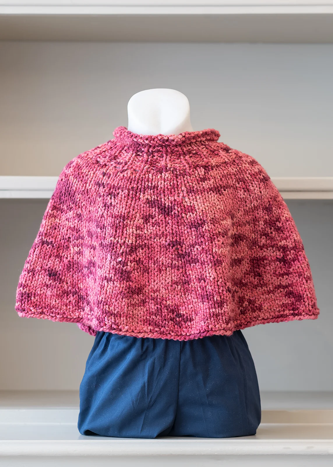 hand knitted pink kids shawl