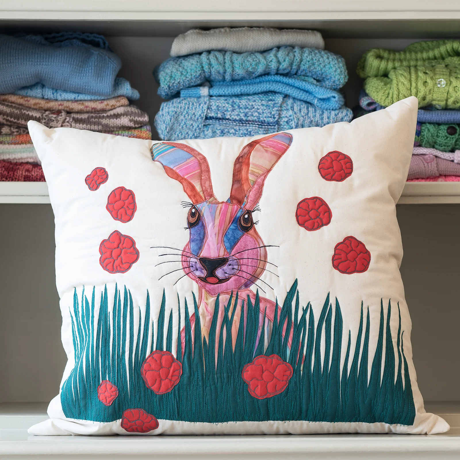 mad hare rabbit cushion