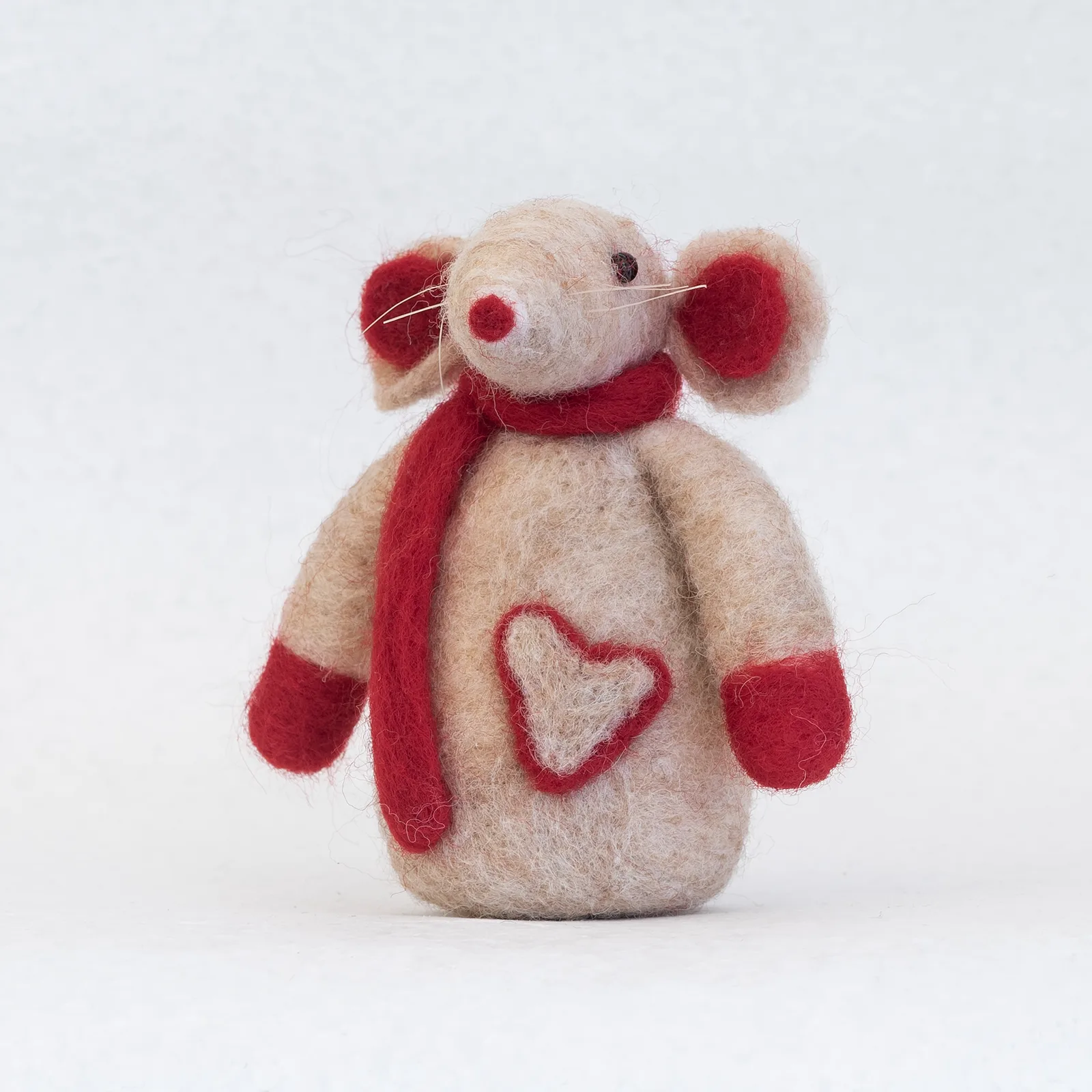 felt mouse with red scarf