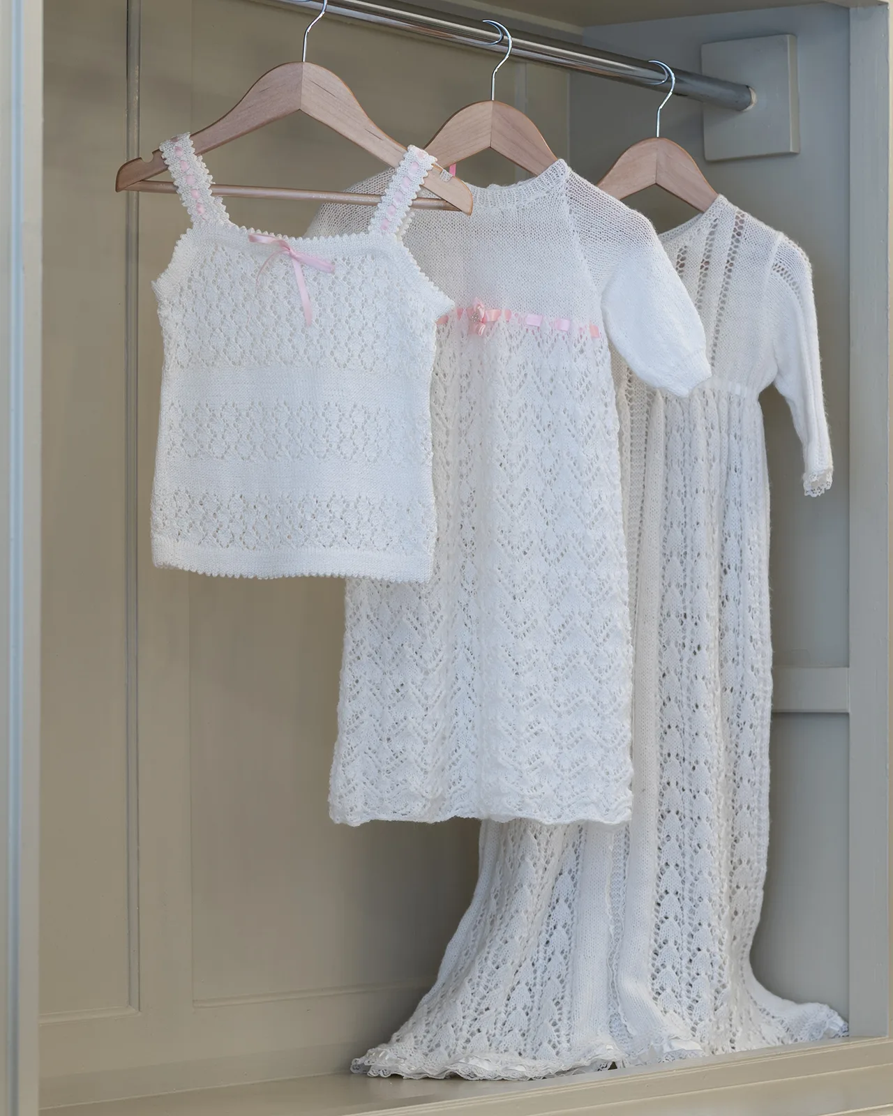 hand knitted baby nighties vests