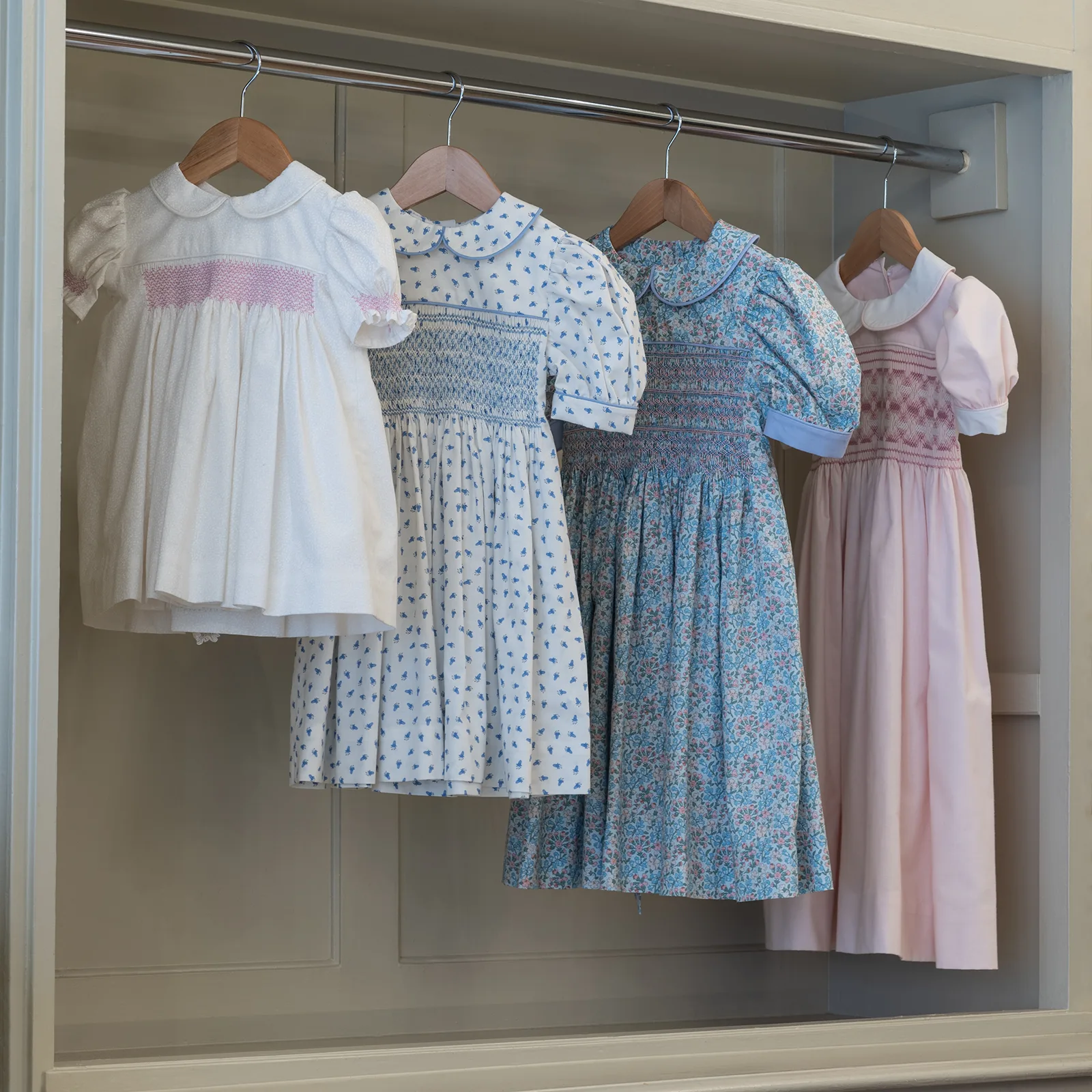 smocked dress pattern pink blue white